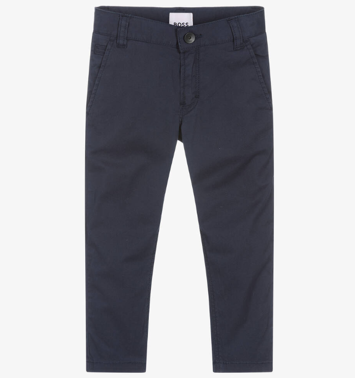 HUGO BOSS Boys Blue Cotton Chino Trousers