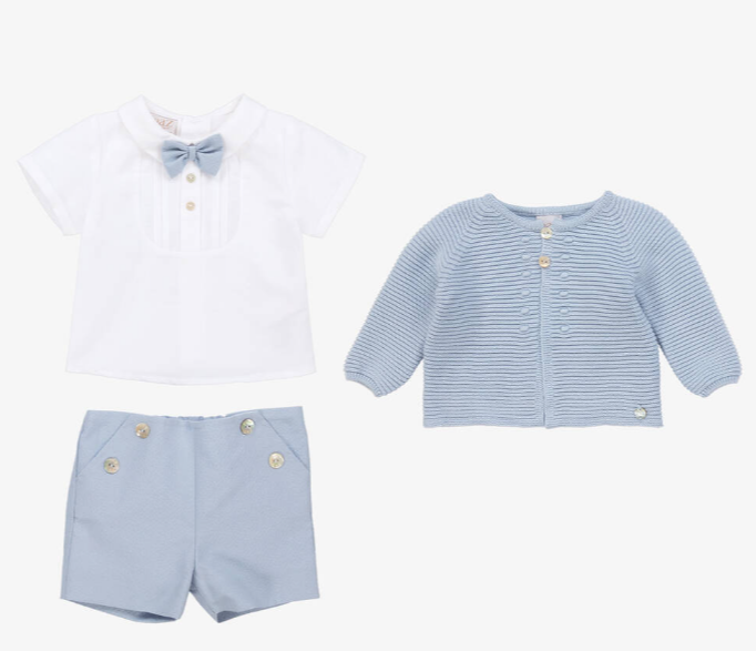 PAZ RODRIGUEZ Baby Boys Blue Cotton Shorts Set