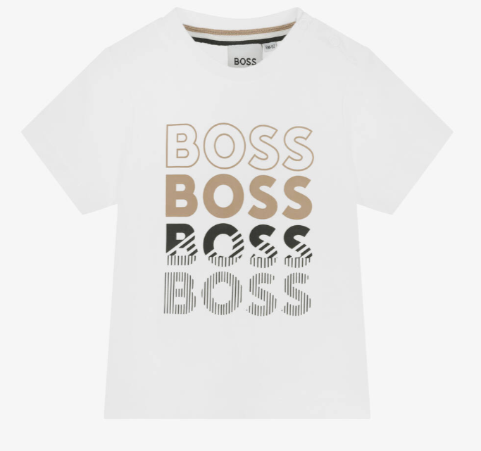 HUGO BOSS Baby Boys White Cotton T-Shirt