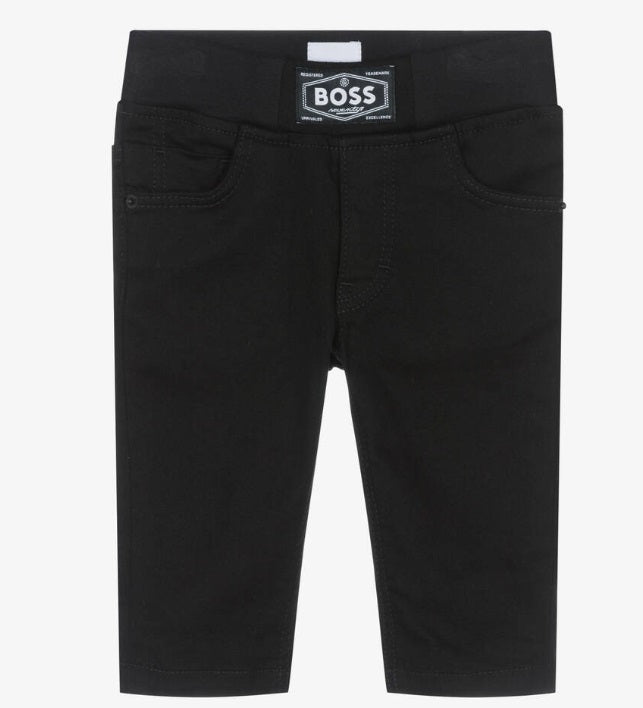 HUGO BOSS Boys Black Jersey Denim Jeans