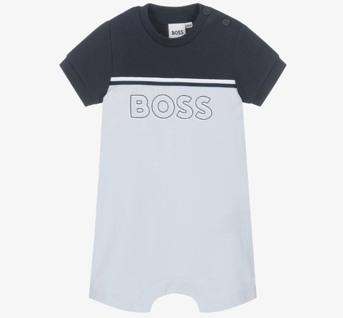 HUGO BOSS Baby Boys Blue Cotton Shortie