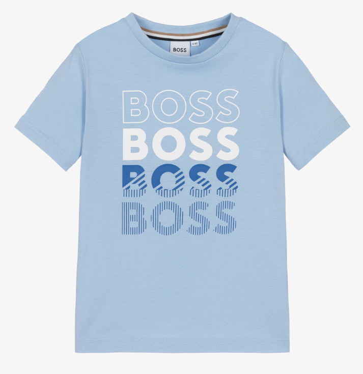 HUGO BOSS Boys Pale Blue Cotton T-Shirt