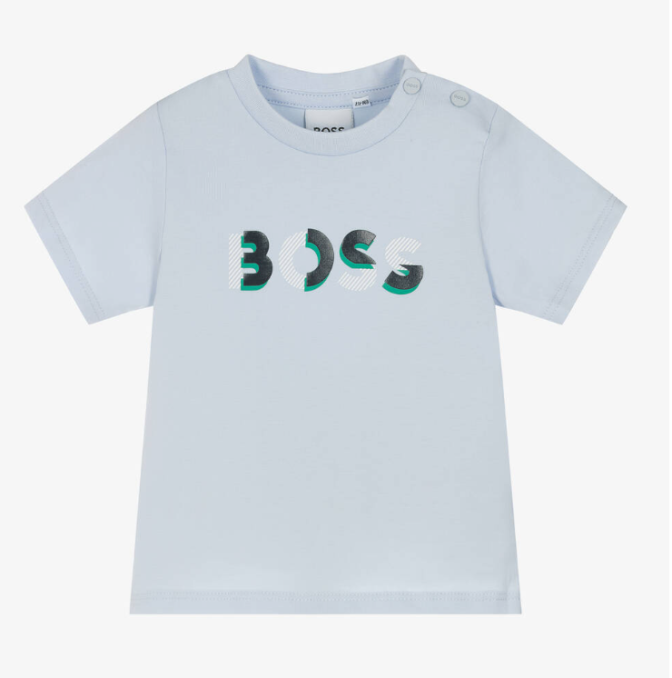 HUGO BOSS Baby Boys Blue Cotton T-Shirt