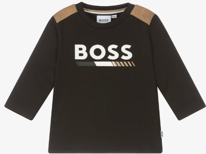 HUGO BOSS Boys Black Cotton Top