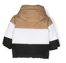 Load image into Gallery viewer, HUGO BOSS Boys Beige &amp; Black Stripe Hooded Coat
