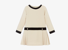 Load image into Gallery viewer, PATACHOU Girls Pale Beige &amp; Black Pleated Dress
