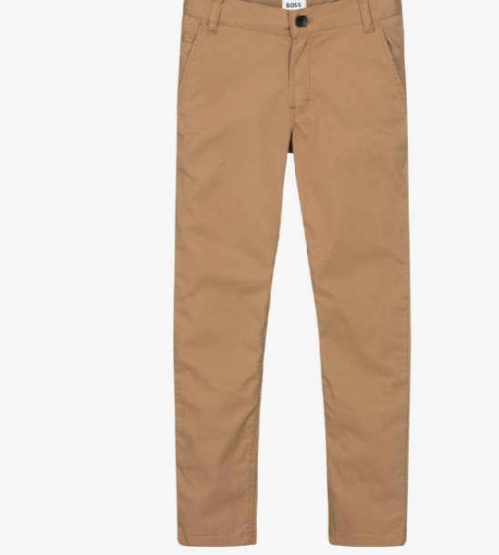 HUGO BOSS Boys Beige Cotton Chino Trousers