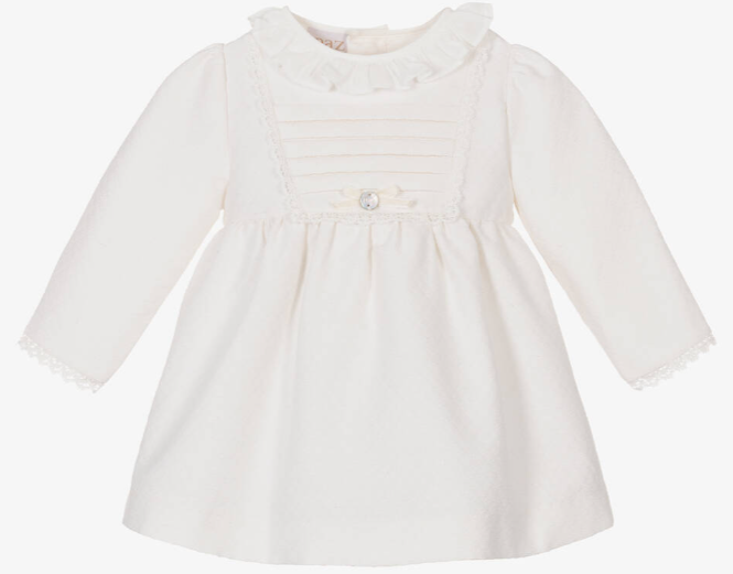 PAZ RODRIGUEZ Baby Girls Ivory Cotton & Lace Dress