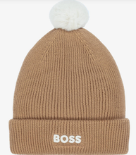 Load image into Gallery viewer, BOSS Boys Beige Knitted Cotton Pom-Pom Hat
