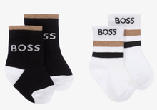 Load image into Gallery viewer, HUGO BOSS Baby Boys Black &amp; White Cotton Socks (2 Pack)
