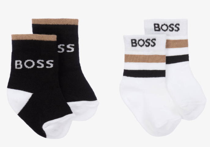 HUGO BOSS Baby Boys Black & White Cotton Socks (2 Pack)