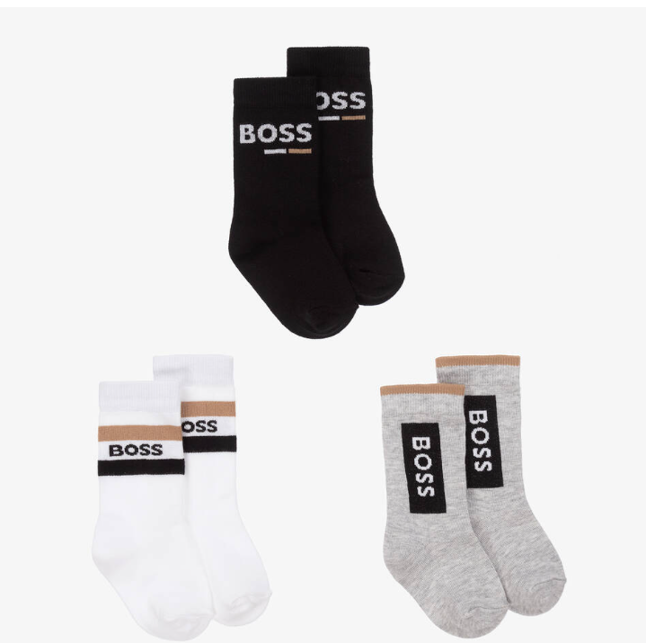 HUGO BOSS  Baby Boys Black & Grey Socks (3 Pack)