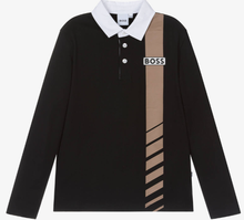 Load image into Gallery viewer, HUGO BOSS Boys Black Cotton Polo Shirt
