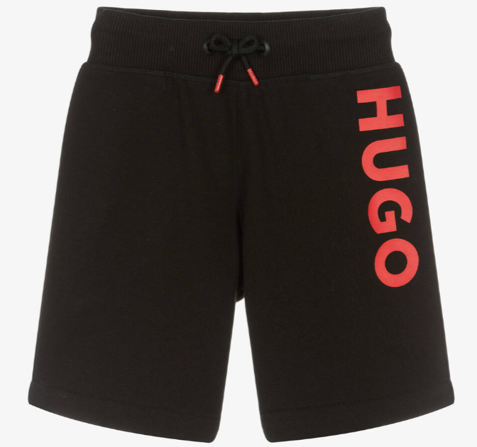 HUGO Boys Black Cotton Jersey Shorts