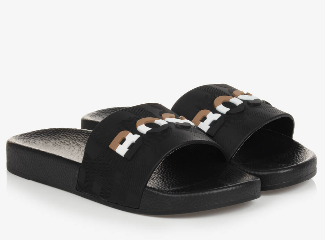 HUGO BOSS Boys Black Sliders