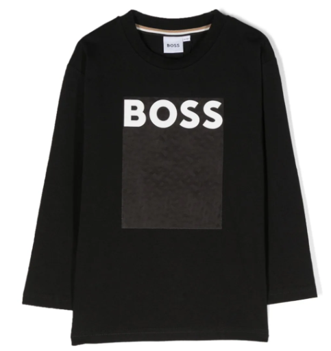 HUGO BOSS Teen Boys Black Cotton Monogram Top