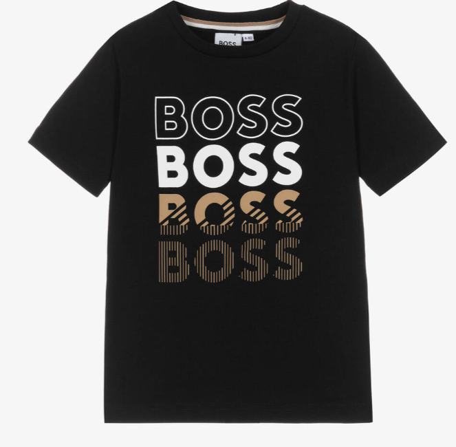 HUGO BOSS Boys Black Cotton T-Shirt