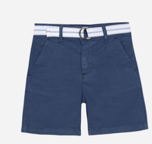 Load image into Gallery viewer, PATACHOU Elegant navy blue shorts with white belt
