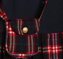 Load image into Gallery viewer, PATACHOU Navy Blue dress with a tartan print and handbag
