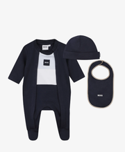 Load image into Gallery viewer, BOSS baby logo-patch babygrow set
