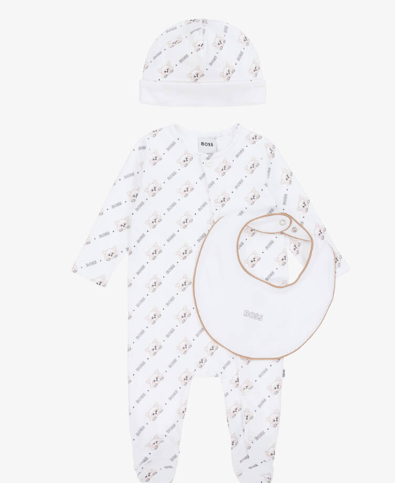 HUGO BOSS White Cotton Red Panda Babysuit Gift Set