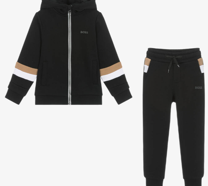 HUGO BOSS Boys Black Hooded Tracksuit