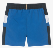 Load image into Gallery viewer, HUGO BOSS Boys Blue Colourblock Swim Shorts
