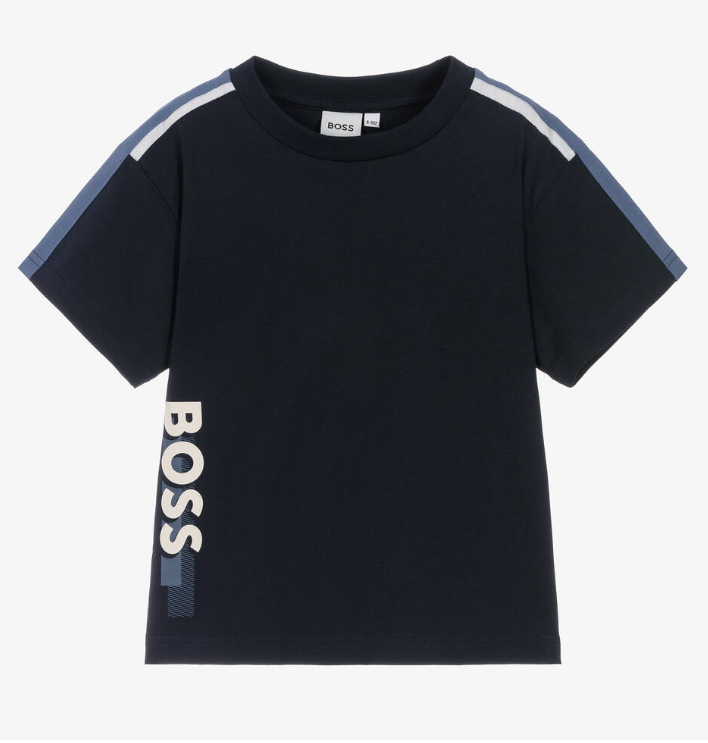 HUGO BOSS Boys Navy Blue Cotton T-Shirt