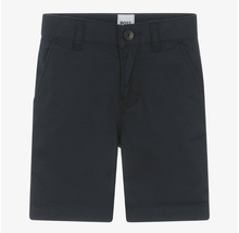 Load image into Gallery viewer, HUGO BOSS Boys Navy Blue Cotton Chino Shorts
