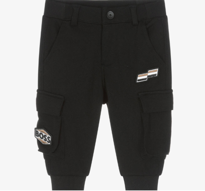 HUGO BOSS Boys Black Black Cargo Joggers