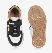 Load image into Gallery viewer, HUGO BOSS Boys White &amp; Black Velcro Trainers
