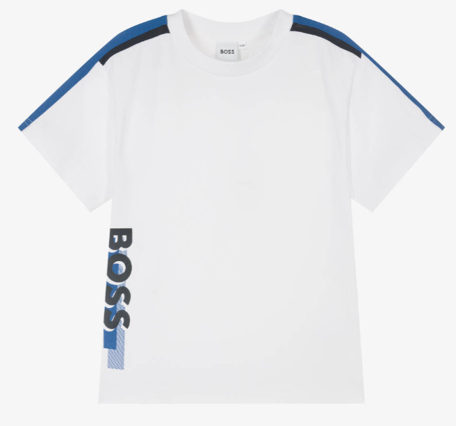 HUGO BOSS Boys White Cotton T-Shirt