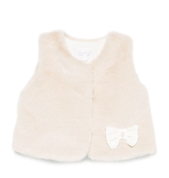 PATACHOU bow-embellished faux-fur vest
