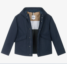 Load image into Gallery viewer, HUGO BOSS Boys Navy Blue Water-Repellent Jacket

