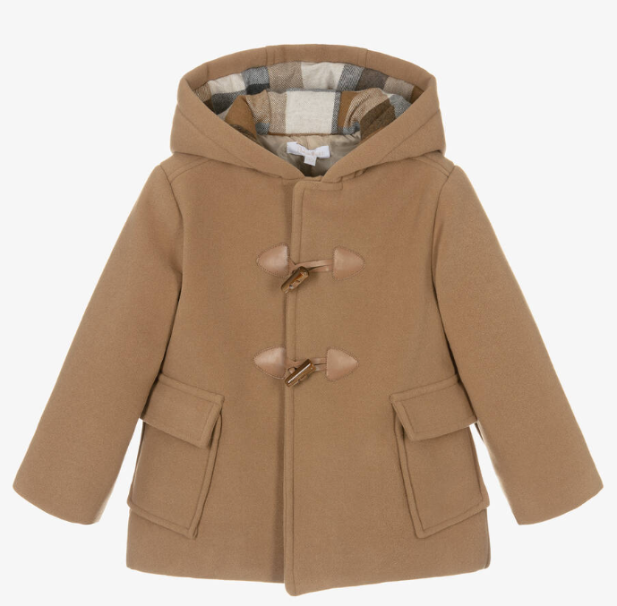 PATACHOU Boys Beige Hooded Duffle Coat