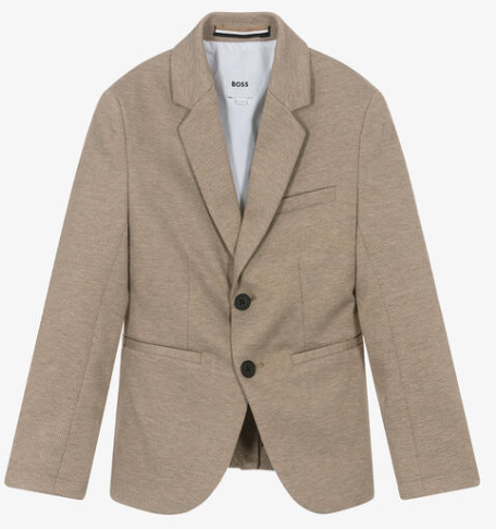 HUGO BOSS Boys Beige Knitted Suit Jacket