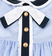 Load image into Gallery viewer, PATACHOU Girls Blue Cotton Striped Dress
