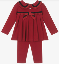 Load image into Gallery viewer, PATACHOU Girls Red Cotton Leggings Set with Ribbon Trim

