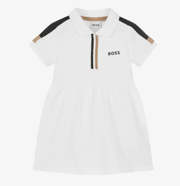 HUGO BOSS Baby Girls White Cotton Polo Shirt Dress