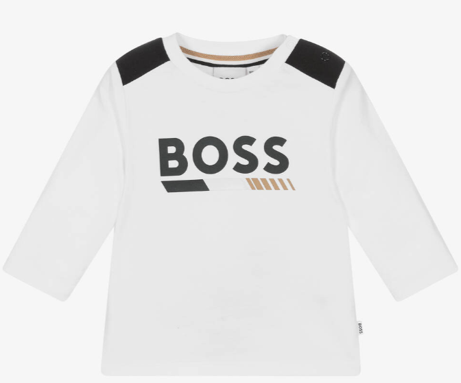 HUGO BOSS Boys White Cotton Top