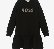 Load image into Gallery viewer, HUGO BOSS Girls Black Cotton Sweatshirt Dress
