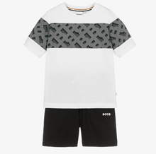 Load image into Gallery viewer, HUGO BOSS Boys Black Cotton Monogram Shorts Set
