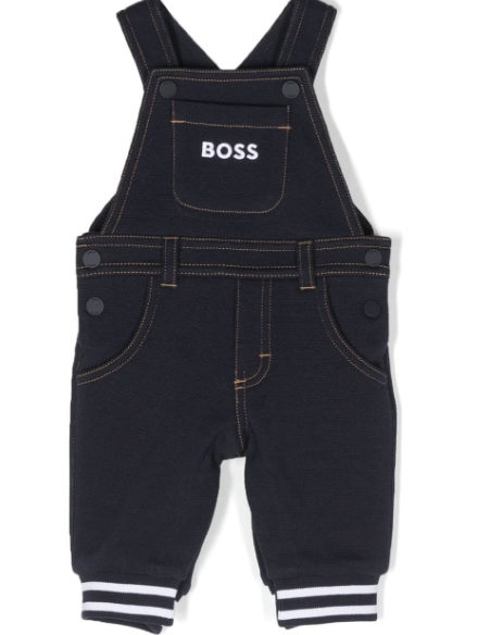 HUGO BOSS Baby Boys Navy Blue Cotton Dungarees