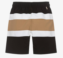 Load image into Gallery viewer, HUGO BOSS Boys Black Striped Swim Shorts
