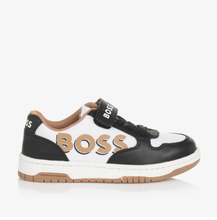 Load image into Gallery viewer, HUGO BOSS Boys White &amp; Black Velcro Trainers
