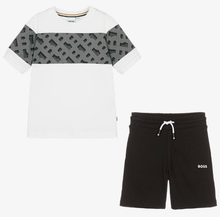 Load image into Gallery viewer, HUGO BOSS Boys Black Cotton Monogram Shorts Set
