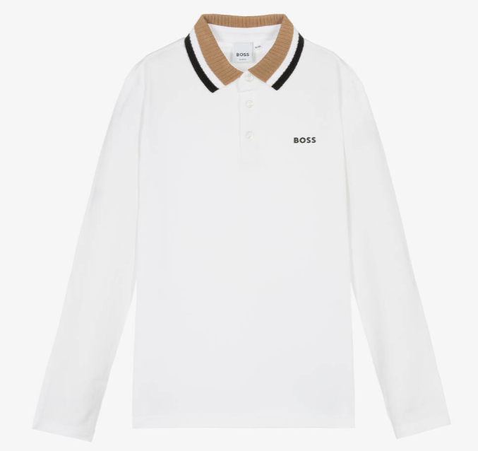 HUGO BOSS Boys White Cotton Polo Shirt