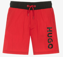 Load image into Gallery viewer, HUGO Boys Red Swim Shorts
