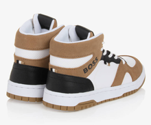 Load image into Gallery viewer, HUGO BOSS Boys White &amp; Brown High Top Trainers
