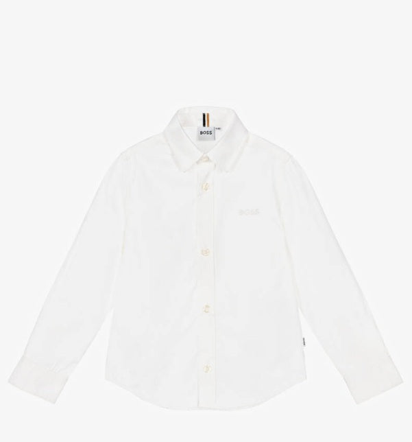 HUGO BOSS Boys White Oxford Cotton Shirt